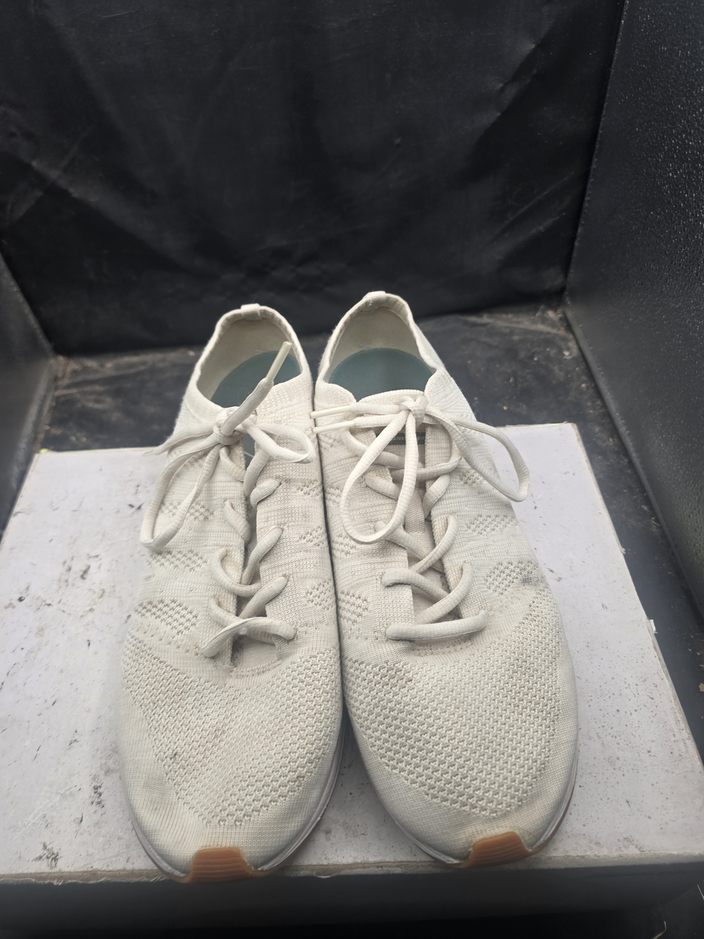 Men's Breathable Knit Lace-Up Sneakers in Off-White